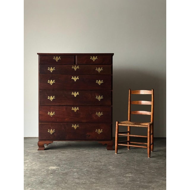 Chippendale-Style Black Walnut Tall Chest of Drawers, 1930s For Sale - Image 4 of 17