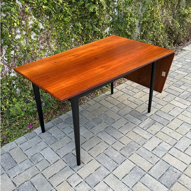 1970s Restored Danish Modern Rosewood Drop Leaf Expandable Writing Desk For Sale - Image 9 of 9