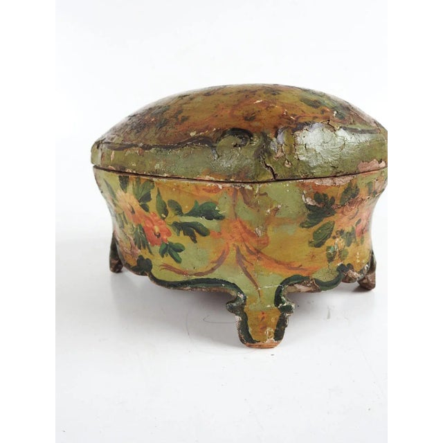 Late 19th Century Antique Chinoiserie Hand Painted Wood Jewelry Box For Sale - Image 5 of 9