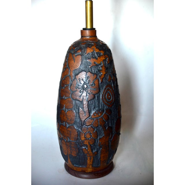 Mid-Century Modern Rare Andrew Bergloff 1929-2015 Large Ceramic Table Lamp For Sale - Image 3 of 13