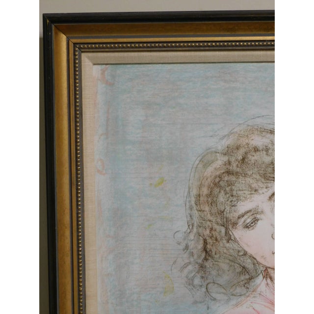 Edna Hibel Signed Framed Limited Edition Color Lithograph "Mother and Two Children" # 155/295 For Sale In Philadelphia - Image 6 of 13