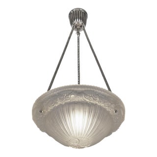 French Art Deco Pendant Light by Georges Leleu 1930 France For Sale