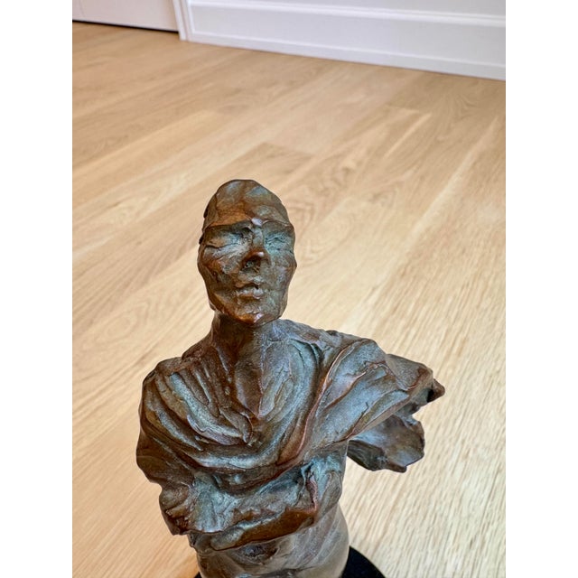 Modern Signed Limited-Edition Modernist Cast Bronze Draped Female Sculpture, 7/21 For Sale - Image 3 of 12