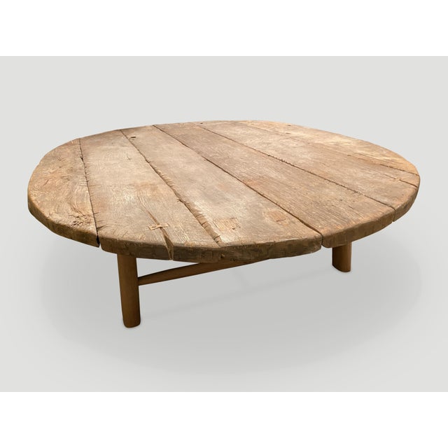 Andrianna Shamaris Wabi Sabi Teak Wood Oval Coffee Table For Sale - Image 12 of 18