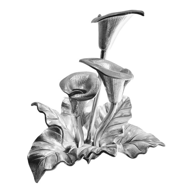 Easter Table Centerpiece- Vintage Arthur Court Polished Aluminum Lily Candleabra For Sale