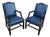 Timeless Elegance: The Hancock & Moore Blue Leather Armchair Pair 1980s For Sale