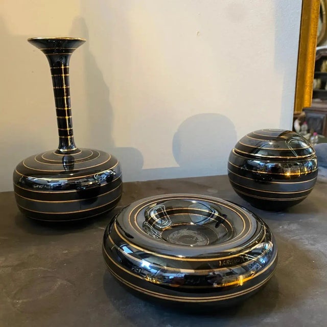 1950s Set of Three Mid-Century Modern Italian Ceramic Desk Accessories For Sale - Image 12 of 12