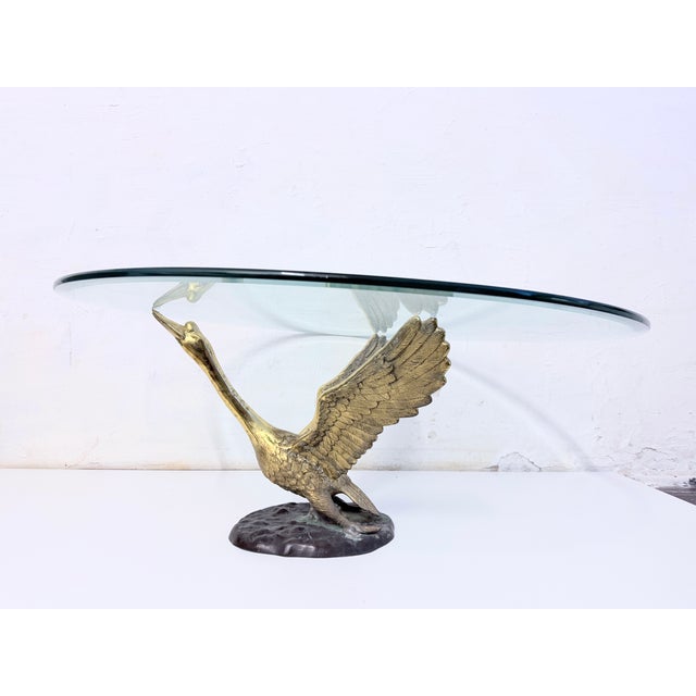 1980s Hollywood Regency Swan Metal Coffee Table, 1960s For Sale - Image 5 of 11