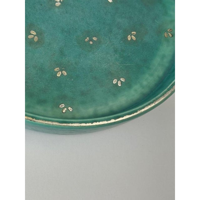 Gold Argenta Bowl in Turquoise Ceramic by Wilhelm Kåge for Gustavsberg, Sweden, 1950s For Sale - Image 8 of 11