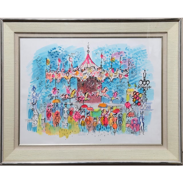 French Carousel, Watercolor by Charles Cobelle For Sale - Image 3 of 3