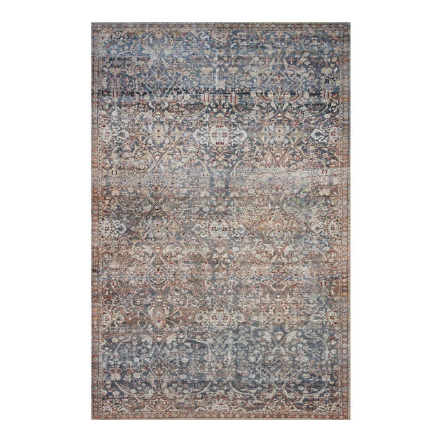 Chris Loves Julia x Loloi Jules Denim / Spice 18" x 18" Sample Rug For Sale