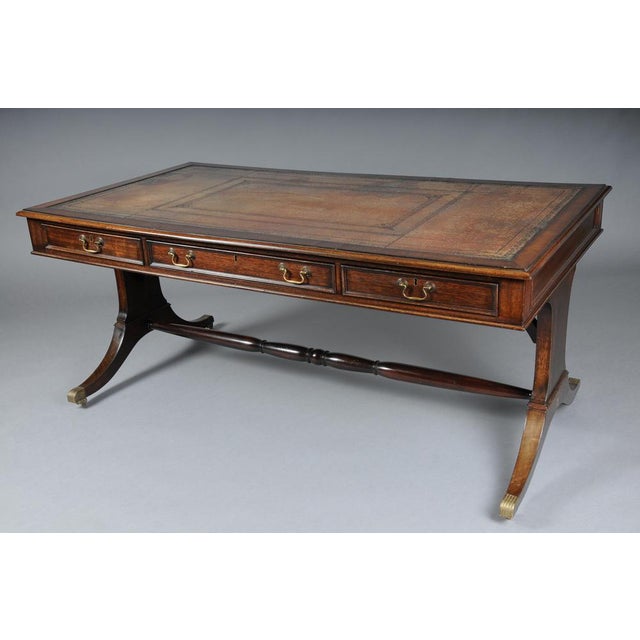 English Mahogany Partner Desk, 1900s For Sale - Image 5 of 18
