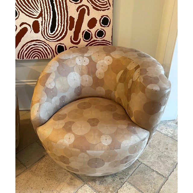 Pair Nautilus Swivel Club Chairs attributed to Directional For Sale - Image 9 of 16