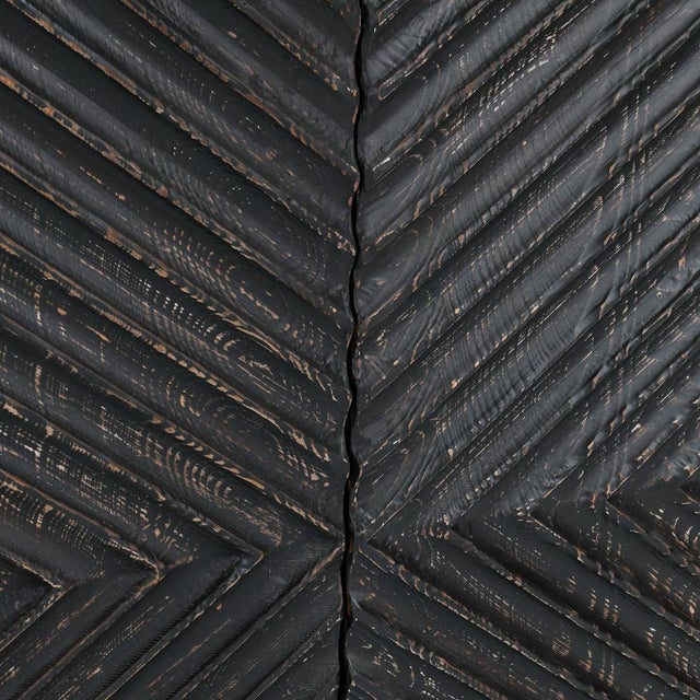 Ebony Geometric Wood Cabinet For Sale - Image 12 of 13