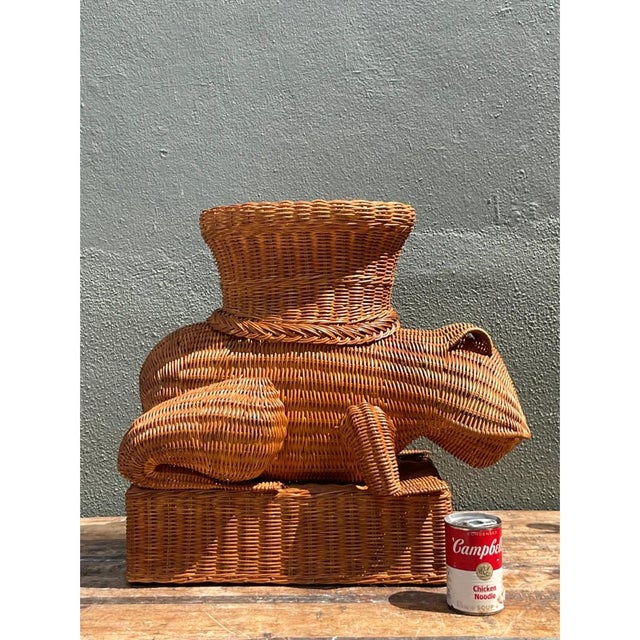 Vintage Woven Rattan Frog Table For Sale - Image 9 of 12