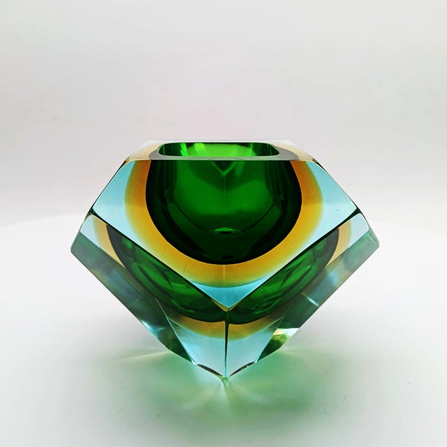 Blue Vintage Italian Multifaceted Ashtray in Murano Glass by Flavio Poli for Seguso, 1960s For Sale - Image 8 of 8