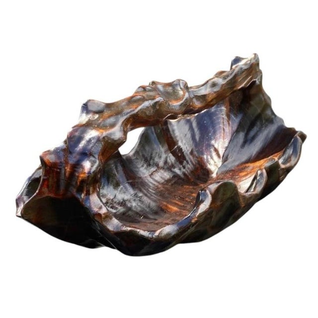 Vintage French Riviera Style Hand Carved Olive Wood Bowl For Sale - Image 10 of 10