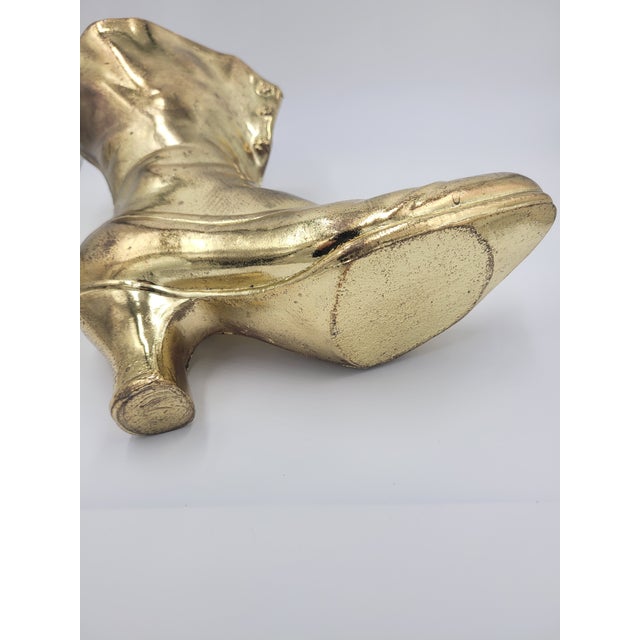 Mid 20th Century Mid 20th Century Cast Iron Victorian Button Boot Vase – Gilded Gold Finish For Sale - Image 5 of 12