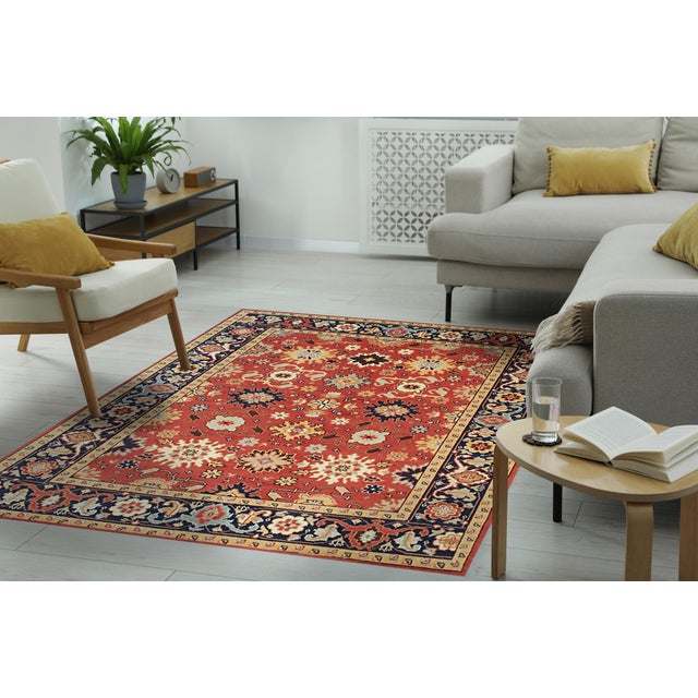 Scarlet 8x10 Kira Zinnia Coral Geometric Modern Hand Knotted Wool Carpet Rug For Sale - Image 8 of 8