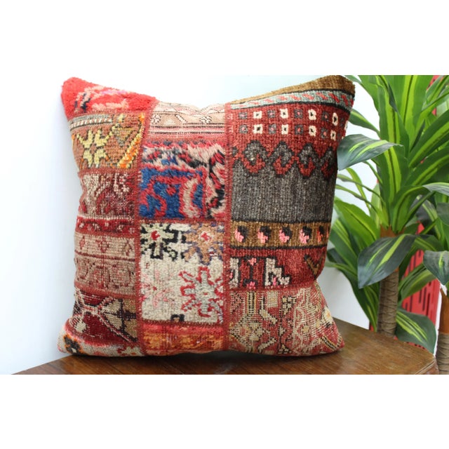 Ruby Red Turkish Decorative Pillow Cover - 19.5"x19.5" For Sale - Image 8 of 13