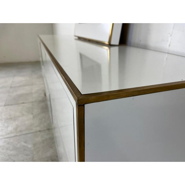 White Lacquered Credenza with Mirror from Alain Delon, 1970s, Set of 2 For Sale - Image 9 of 12