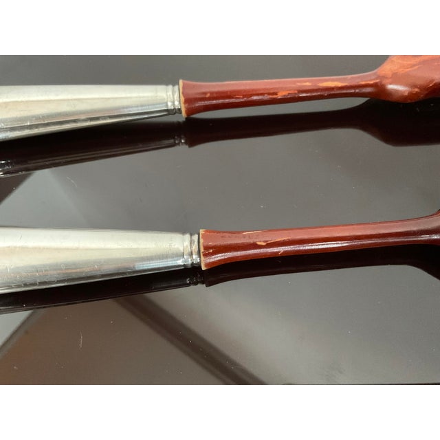 Late 19th Century Sterling Handled Wood Salad Servers For Sale - Image 4 of 4