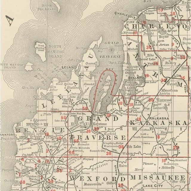 Antique Map of Michigan The Great Lakes State by Ran McNally, 1899 For Sale - Image 4 of 12
