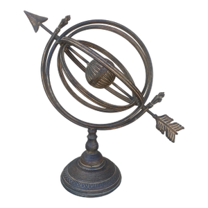 Vintage Iron Armillary Sphere Sundial Garden Ornament, English Estate Outdoor Decor