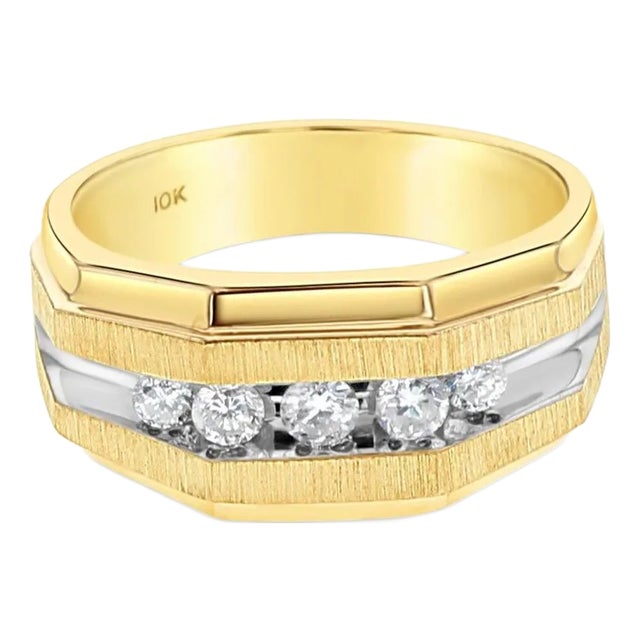 Diamond Wedding Band with Satin Finish .50cttw 10k Yellow Gold, Size 8 For Sale