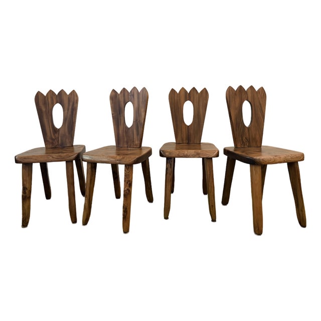 Rare Burled Mid 20th Century Olavi Hanninen Atributed Crown Chairs- Set of Four For Sale