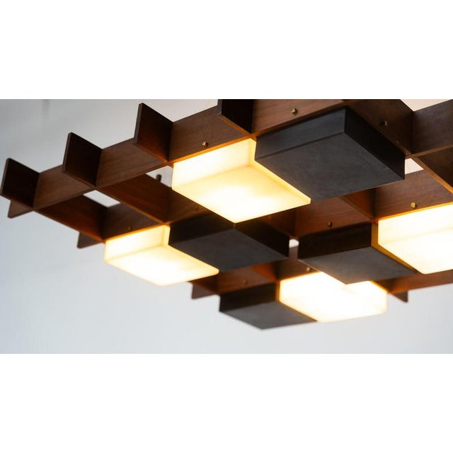 Hanging Light in Wood and Acrylic Glass by Angelo Brotto for Esperia, Italy, 1950s For Sale - Image 12 of 17