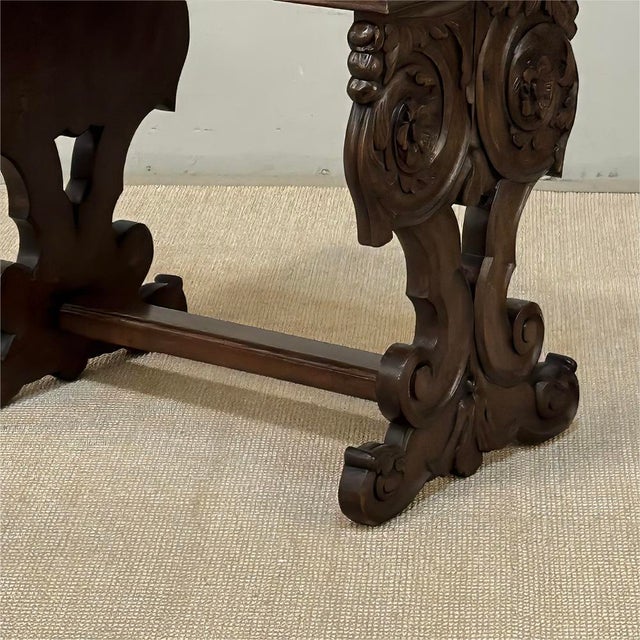 Renaissance Style Marble Top Carved End Table ~ Side Table For Sale - Image 11 of 18