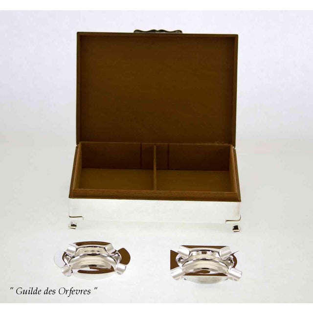 1970s 1970’s New Silver Wood Lined Cigarette Box , Guilloché For Sale - Image 5 of 6