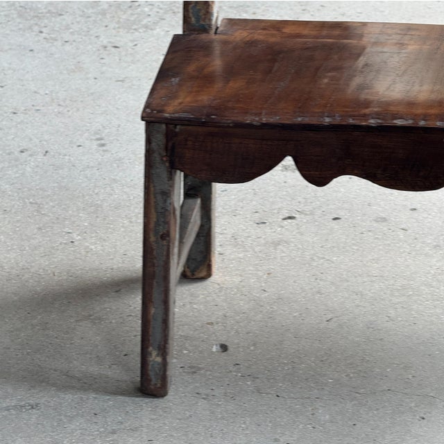 Mini Bench with Carved Backrest, 1980s For Sale - Image 6 of 18