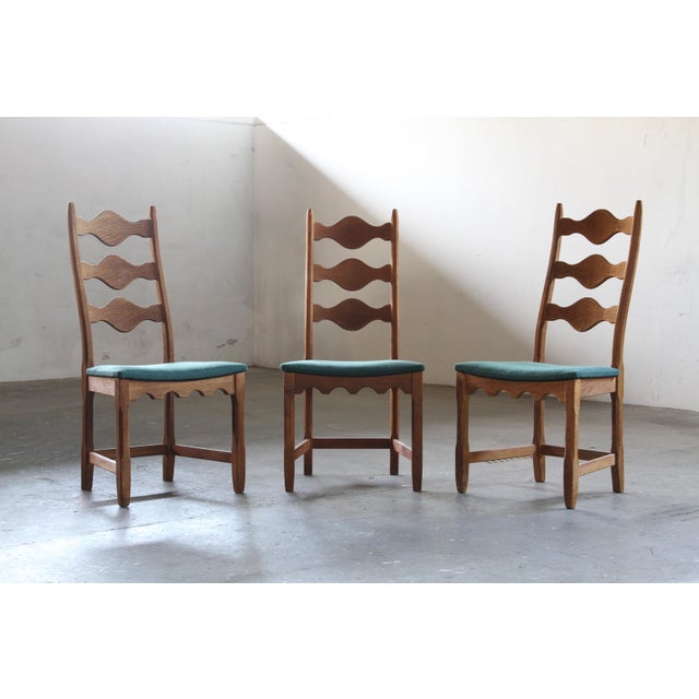 Vintage Danish Ladderback Oak Chairs by Henning Kjærnulf, 1960s, Set of 6 For Sale - Image 11 of 18