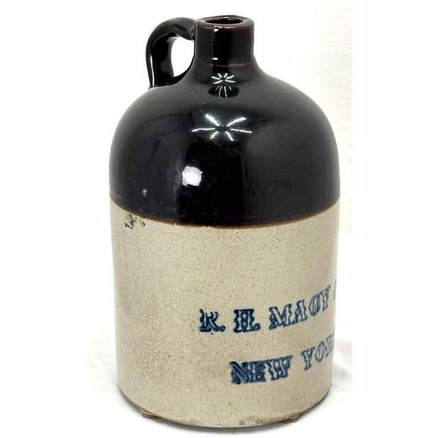 This is a Great Looking - Unusual Antique American Stoneware Spirits Jug. Circa Very Early 1900s. It is an Approx. 1...