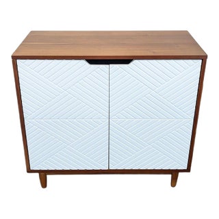 West Elm Storage Cabinet With Geometric Door Design For Sale