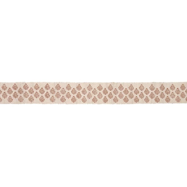 Leila Hand-Block Matka Tape in sienna features a wonderful hand-carved floral motif that is block-printed on thick knobby...