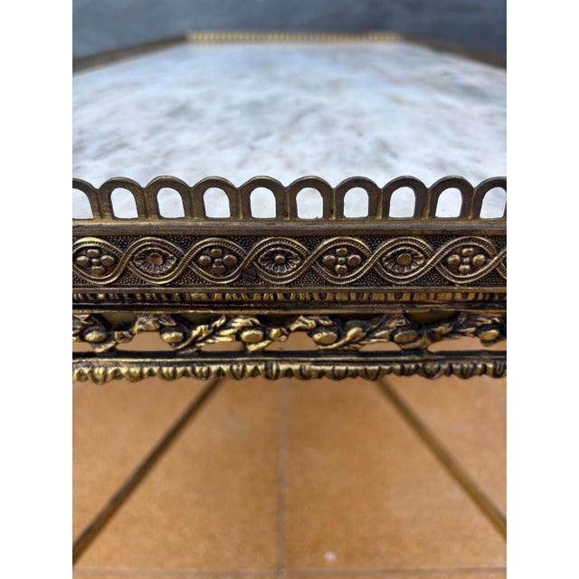 Neoclassical Bronze and Marble Coffee Table with Swan Motifs, 1940s For Sale - Image 4 of 13