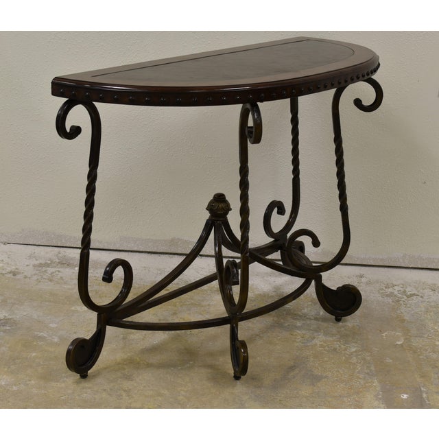 Signature Design "Ashley" Tuscan Style Demilune Entry/Console Table, Decorative Wrought Iron Entry/Console Table,...