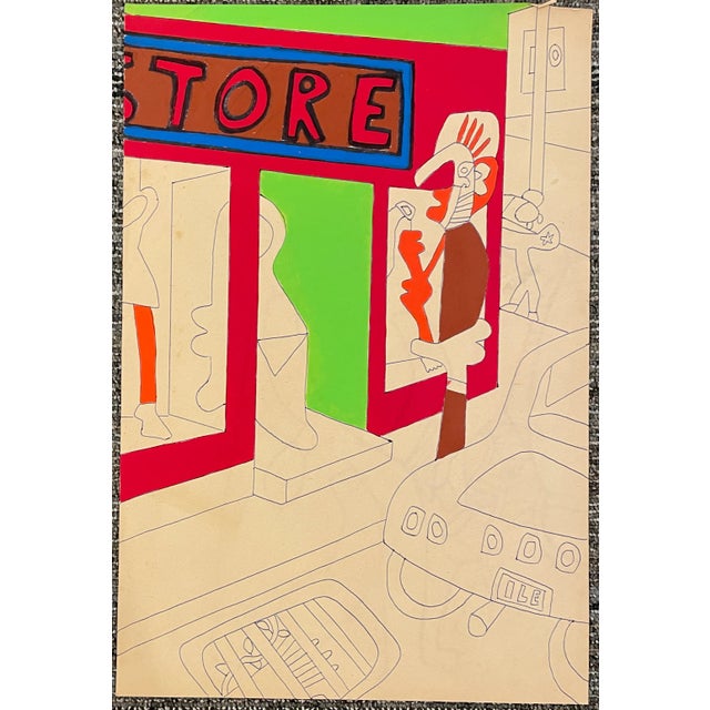 Painting on paper from the estate of Atlanta self taught artist Laurence Stuart Connatser (1938-1996). Connatser was born...