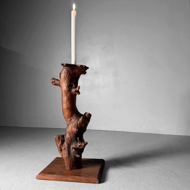 Wood Vintage Japanese Wooden Candlestick, 1920s For Sale - Image 7 of 17