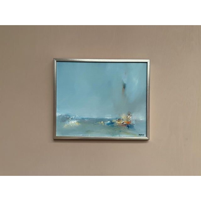 Original Vintage Swedish Oil on Canvas – “Seascape” by Jan Ed – Signed & Dated 1986 – Vintage & Framed – 49.5 × 42 cm...
