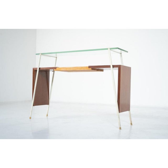 Mid-Century Modern Console Table in Wood, Metal and Glass, Italy, 1960s For Sale - Image 10 of 12