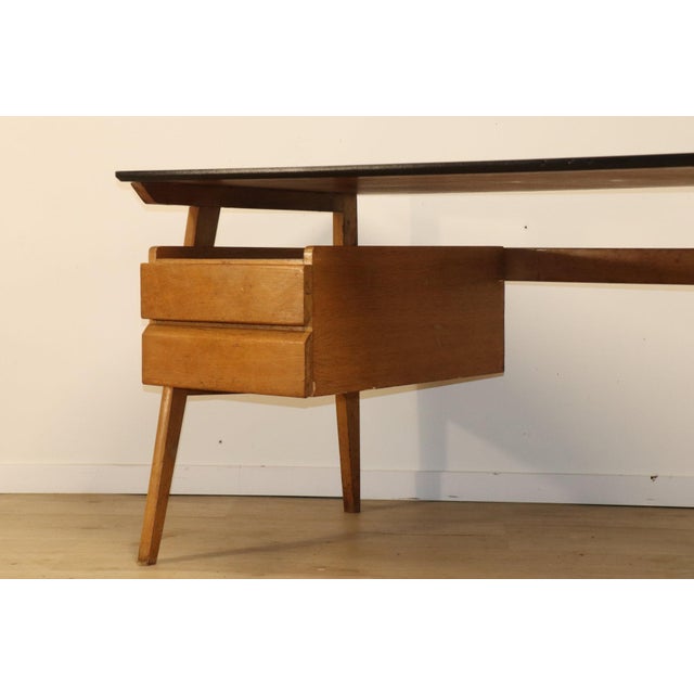 Wood Vintage Oak Desk, 1950s For Sale - Image 7 of 18