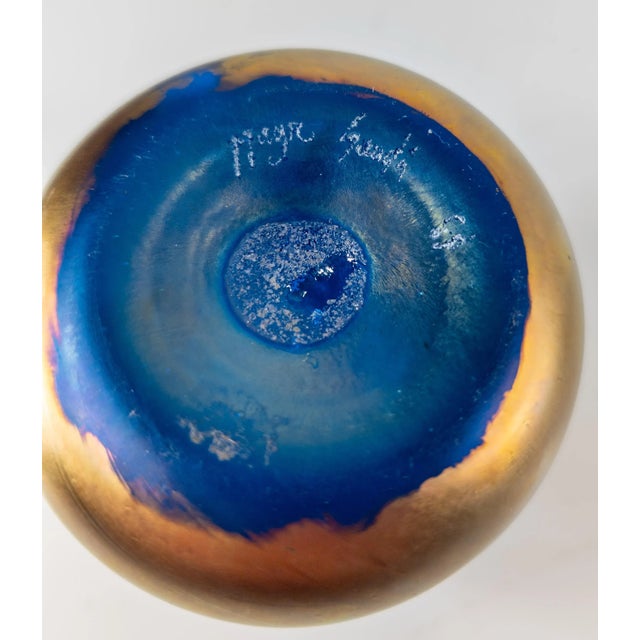 Mid-Century Contemporary Aurene Glazed Art Glass Vase, Signed For Sale - Image 12 of 12