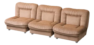 Modular 3-Seater Sofa in Brown Velvet, 1970s, Set of 3