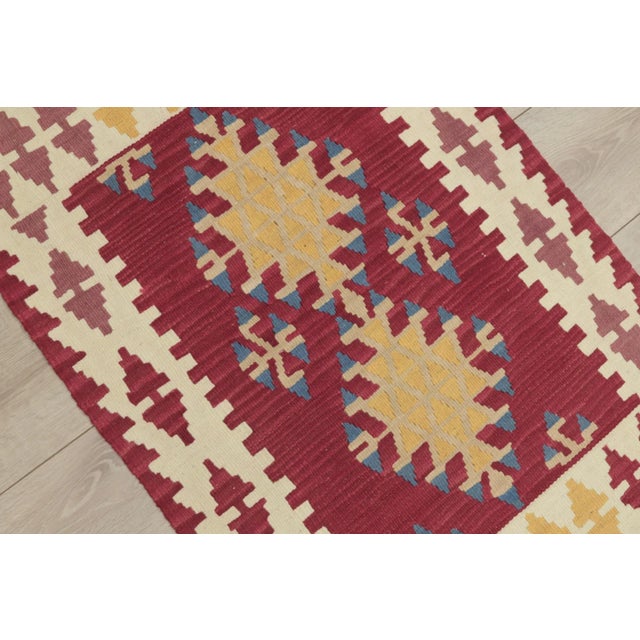 Red 1970s Turkish Southwestern Style Geometric Red Oushak Kilim Rug For Sale - Image 8 of 10