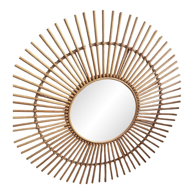Sunburst Bamboo Mirror For Sale