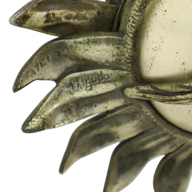 Large Sunflower Ashtray in Silver-Plated Bronze from S. Agudo, 1950s For Sale - Image 15 of 18